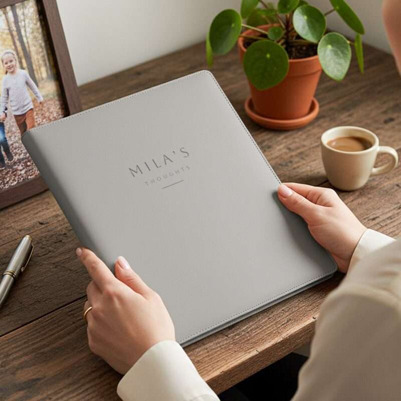 Bild von   notizblockhalter grau gravjpg | 🌟 Gravur nach Wunsch 🪄