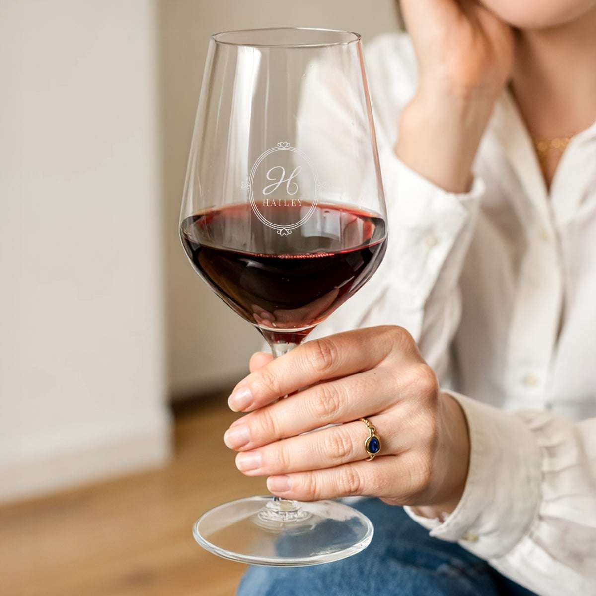 Rotweingläser mit Gravur - Kristallglas - 4 Stück