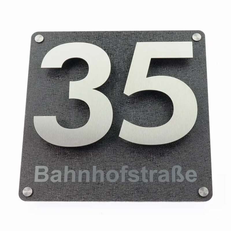 Bild von   edelstahl hausnummer mit d efjpg | 🌟 Gravur nach Wunsch 🪄