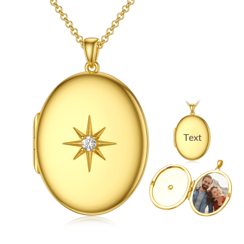 Bild von   gold vermeil kreis zirkon sterpng | 🌟 Gravur nach Wunsch 🪄