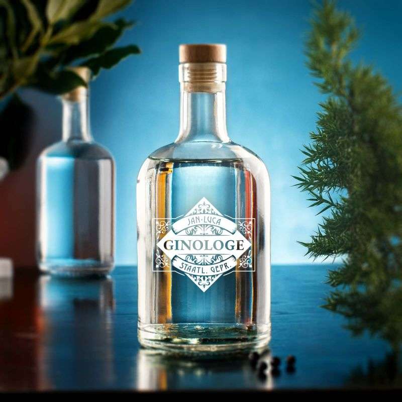 Glasflasche mit Gravur - Ginologe