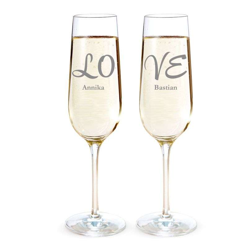2er Set Sektgläser mit Gravur LOVE
