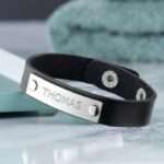 Bild von   schwarzes herren armband ledjpg | 🌟 Gravur nach Wunsch 🪄