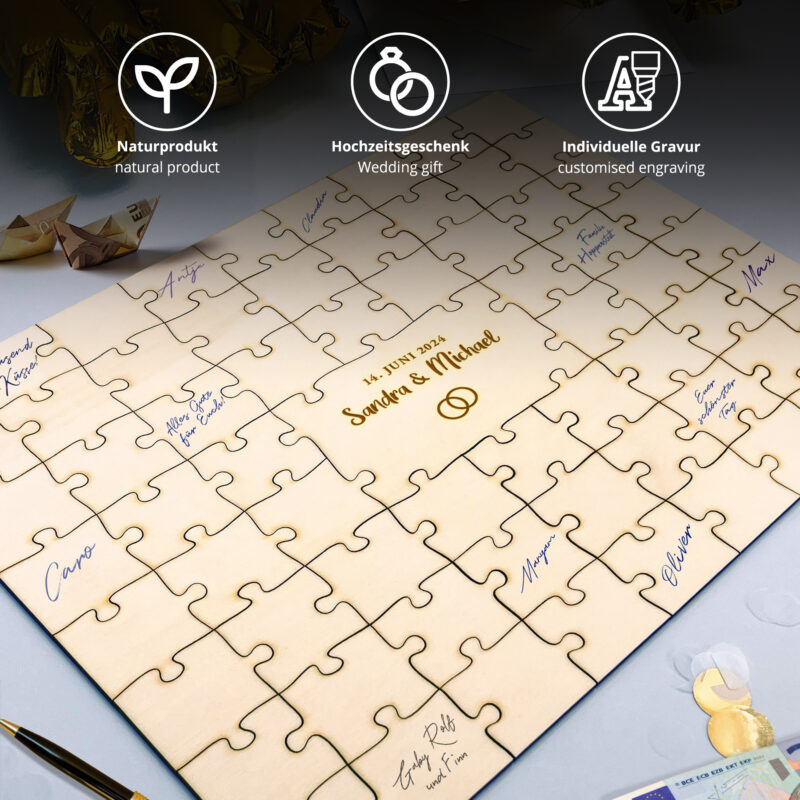 Bild von   a puzzle gaestebuch mit gravujpg | 🌟 Gravur nach Wunsch 🪄