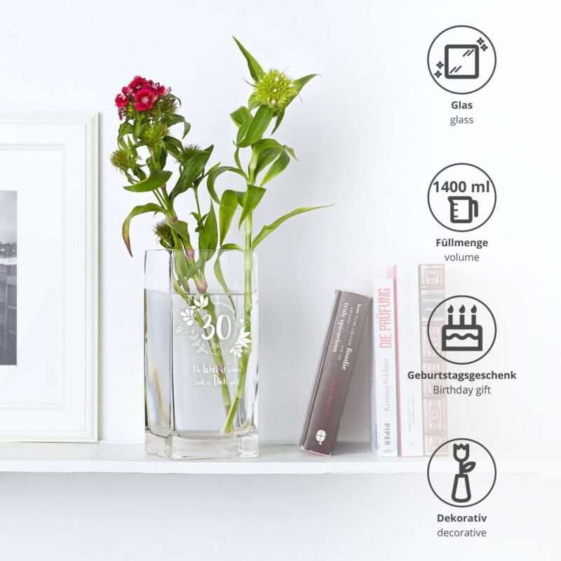 Bild von   eckige vase mit gravur zum jpg | 🌟 Gravur nach Wunsch 🪄