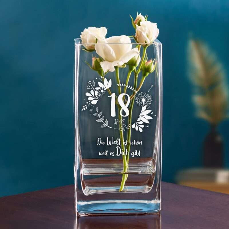 Bild von   eckige vase mit gravur zum jpg | 🌟 Gravur nach Wunsch 🪄