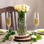 Bild von   runde vase mit gravur blumenjpg | 🌟 Gravur nach Wunsch 🪄