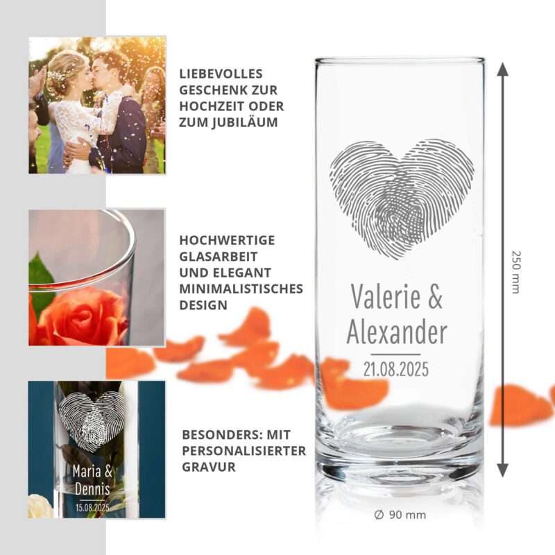 Bild von   runde vase mit gravur fingerjpg | 🌟 Gravur nach Wunsch 🪄