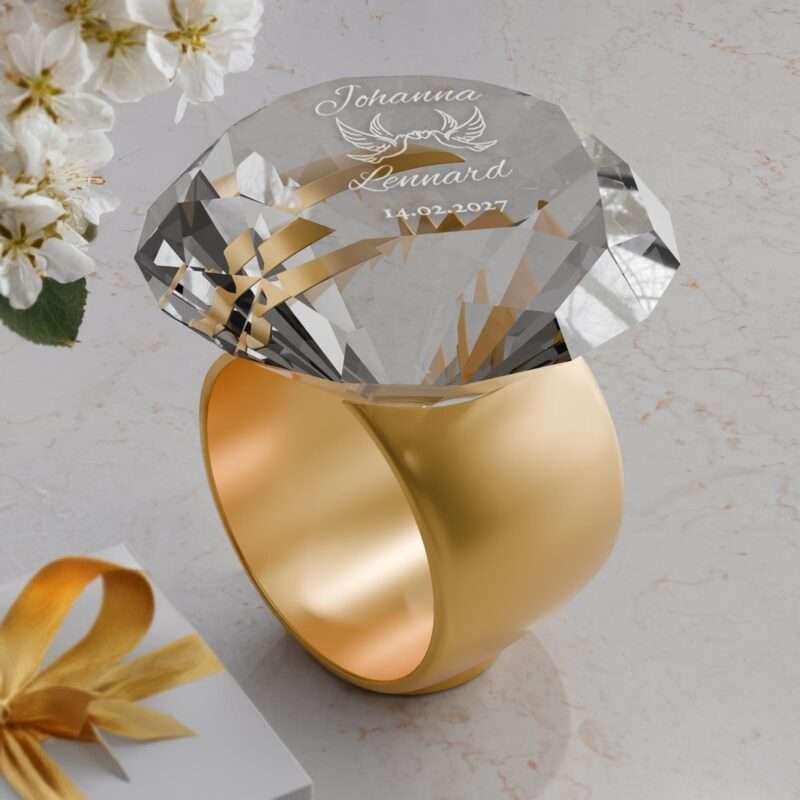 Bild von   diamant kristall mit liebestaujpg | 🌟 Gravur nach Wunsch 🪄