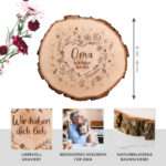 Bild von   baumscheibe mit blumenherz grajpg | 🌟 Gravur nach Wunsch 🪄