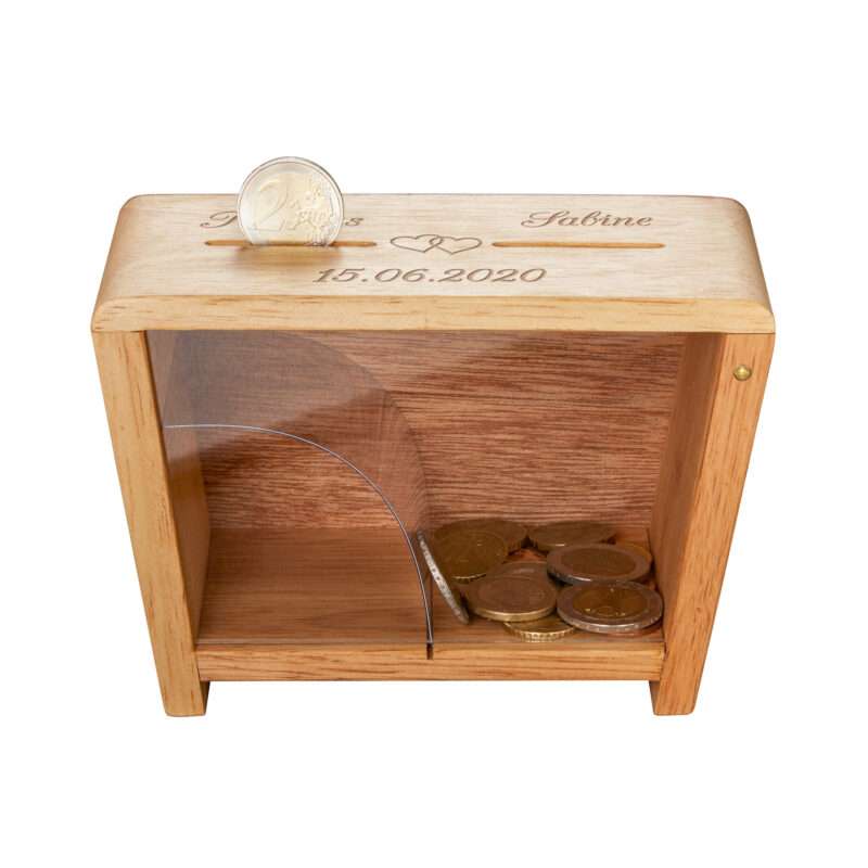 Bild von   holz spardose zur hochzeit mitjpg | 🌟 Gravur nach Wunsch 🪄