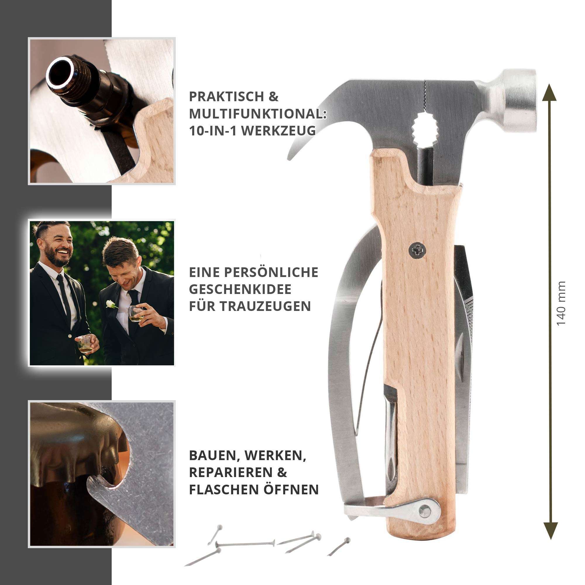 Multitool 10 in1 Werkzeug für den Trauzeugen - Datum Gravur