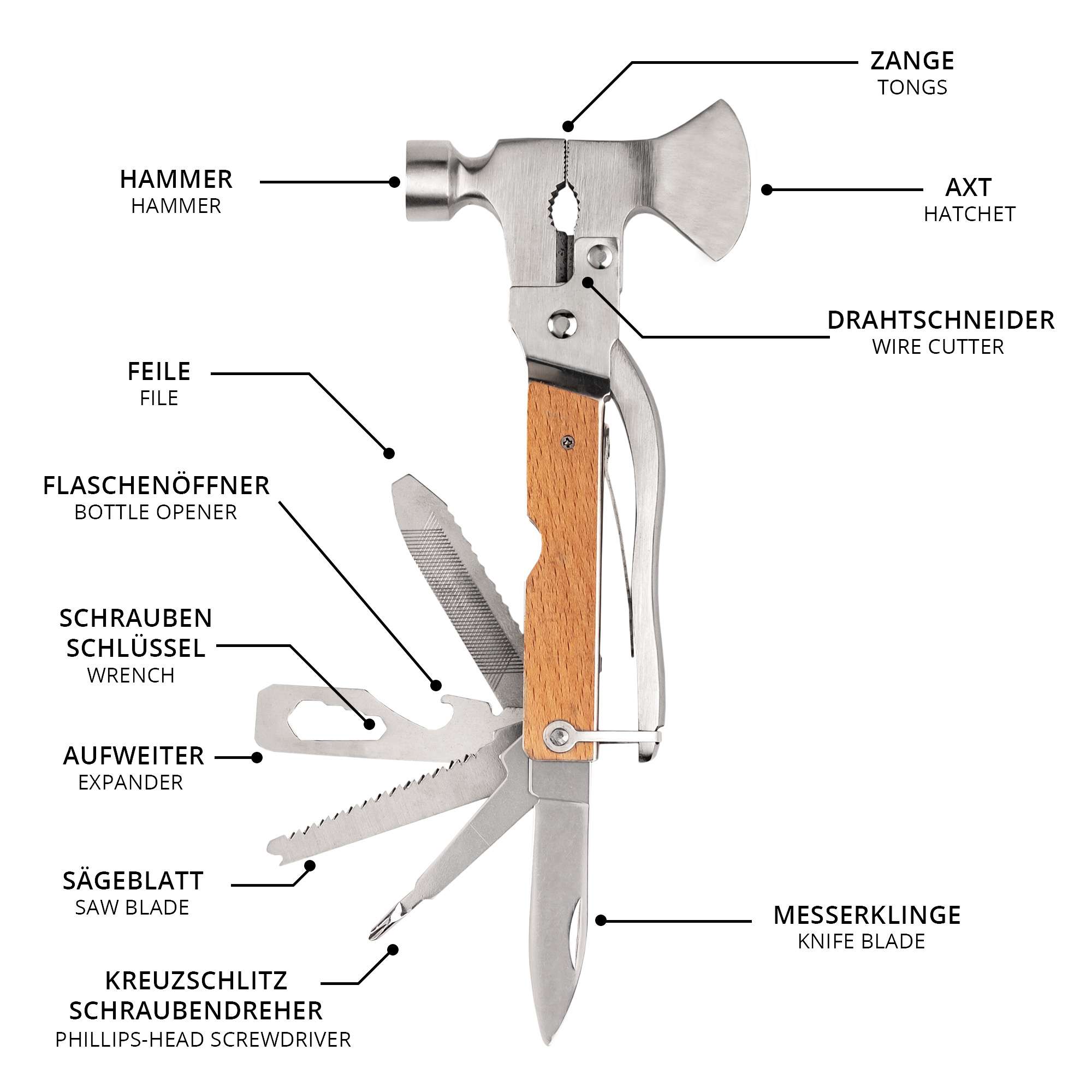 Axt Multitool mit Gravur für Opa - 10 in1 Werkzeug