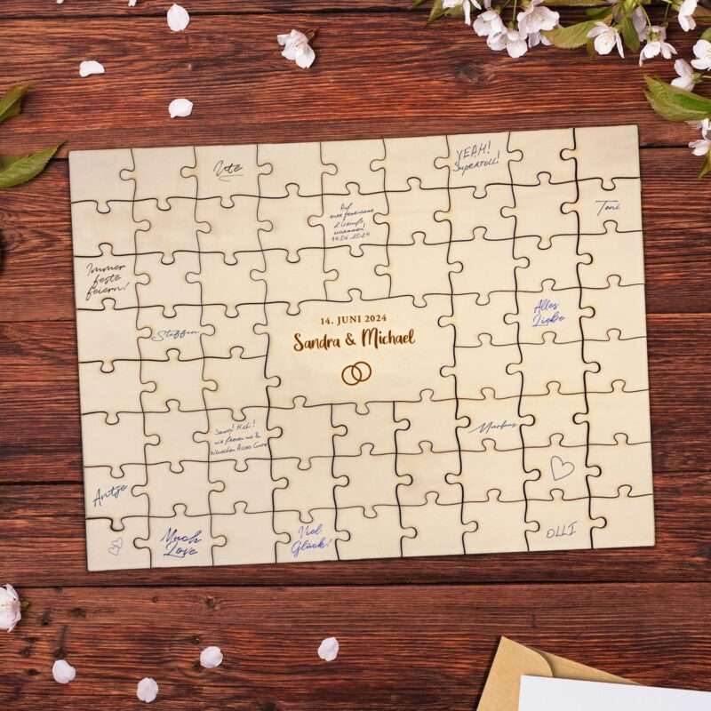 Bild von   a puzzle gaestebuch mit ringejpg | 🌟 Gravur nach Wunsch 🪄