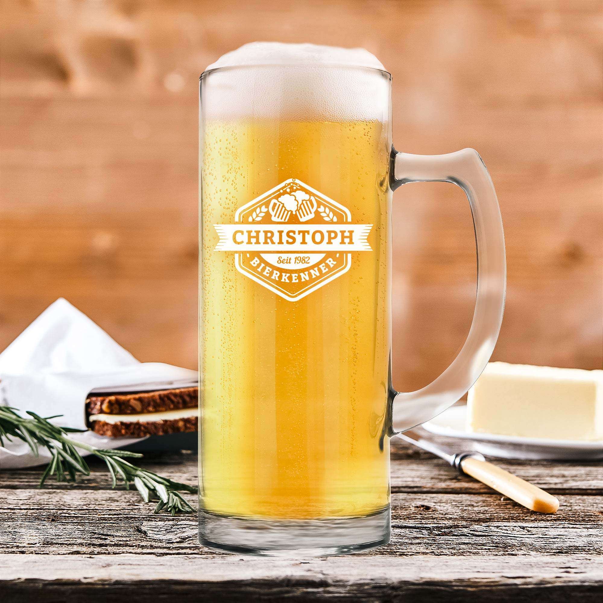 Bierkrug mit Gravur - Motiv Bierkenner