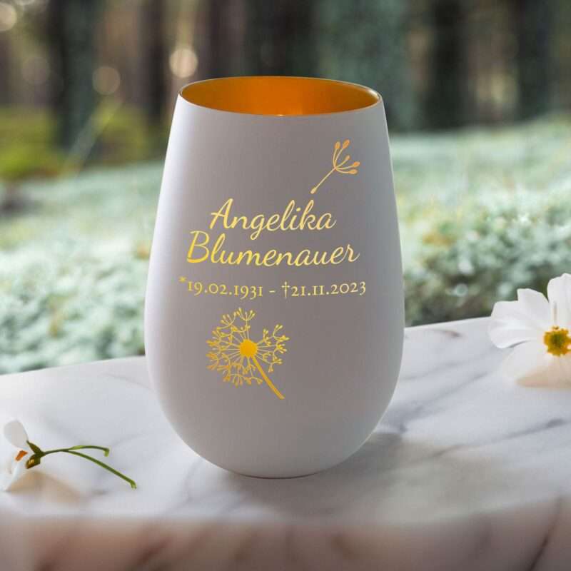 Bild von   windlicht mit trauerblume gravjpg | 🌟 Gravur nach Wunsch 🪄