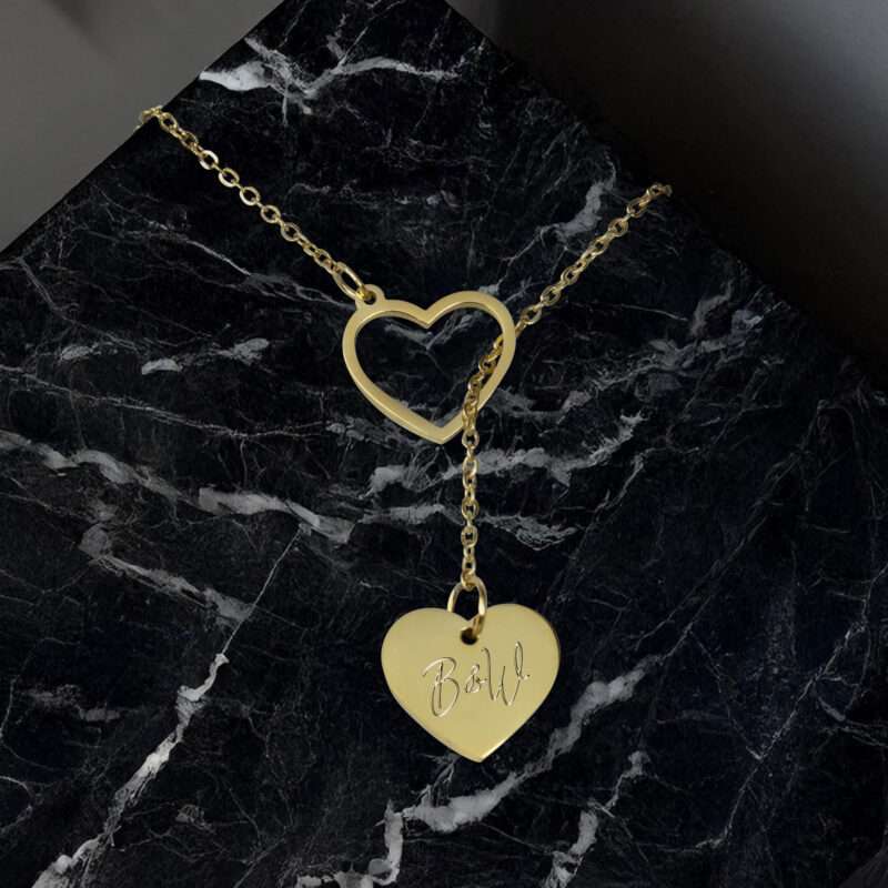 Bild von   y kette gold mit zwei herzenjpg | 🌟 Gravur nach Wunsch 🪄