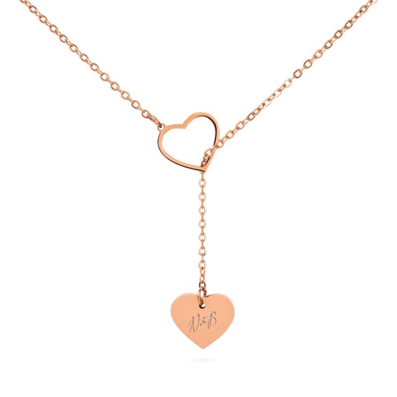 Bild von   y kette rosegold mit zwei herjpg | 🌟 Gravur nach Wunsch 🪄