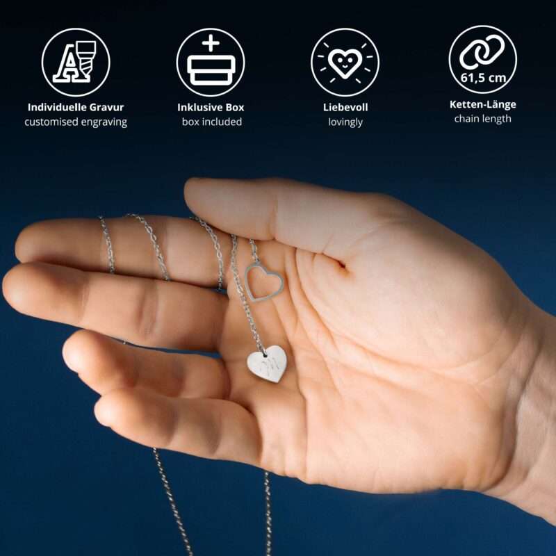 Bild von   y kette silber mit zwei herzenjpg | 🌟 Gravur nach Wunsch 🪄