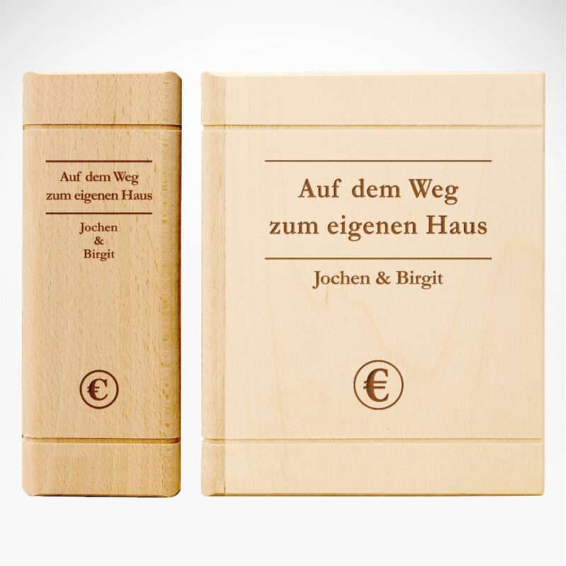Bild von   spardose buch aus holz mit grajpg | 🌟 Gravur nach Wunsch 🪄