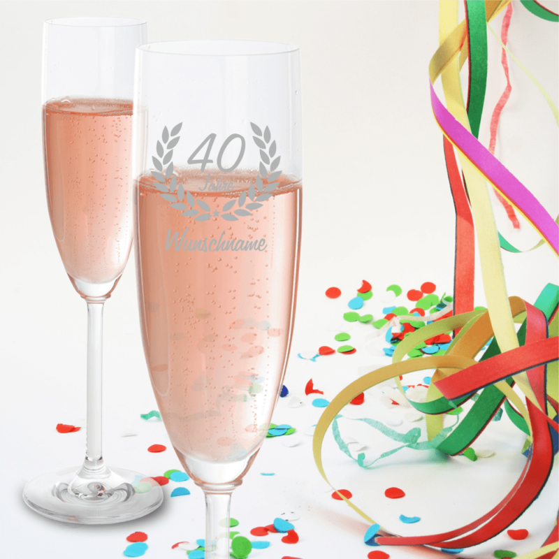 Sektglas mit Namensgravur zum 40. Geburtstag