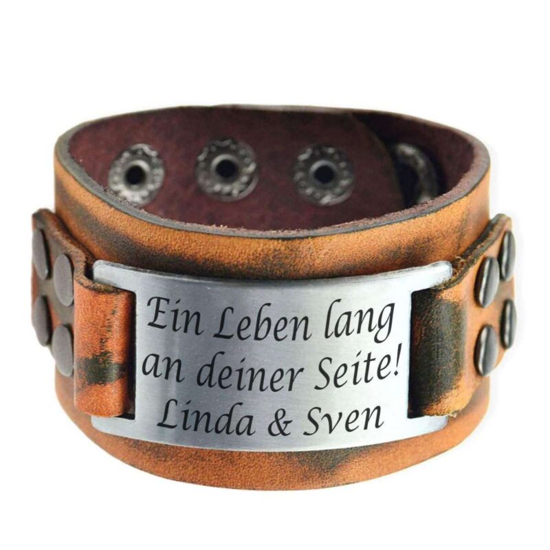 Bild von   lederarmband mit edelstahl grajpg | 🌟 Gravur nach Wunsch 🪄