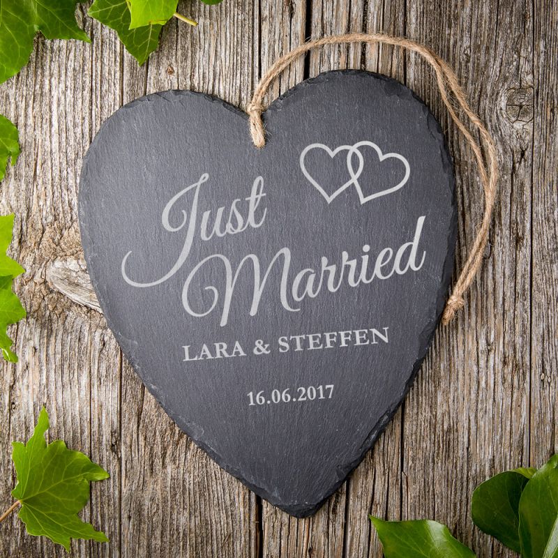 Bild von   schieferherz zur hochzeit mitjpg | 🌟 Gravur nach Wunsch 🪄