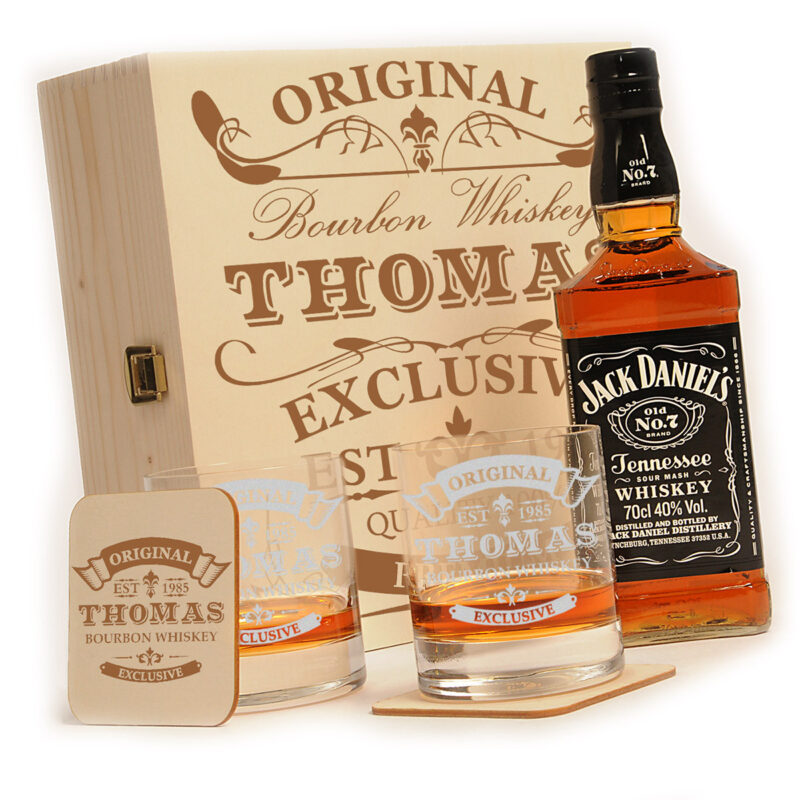 Jack Daniels 6-tlg. Whiskey Geschenkset mit personalisierter Gravur