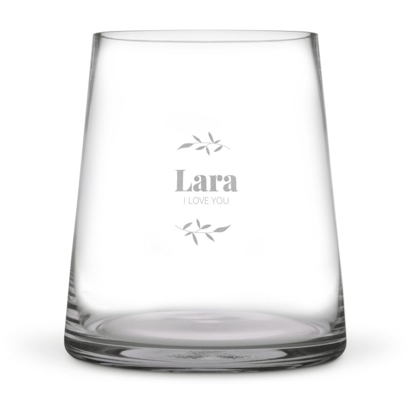 Vase mit Gravur - Transparentes Glas