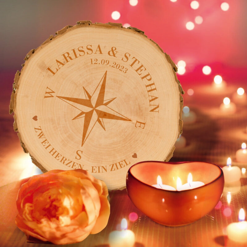 Baumscheibe "Zwei Herzen - Ein Ziel" - personalisiert