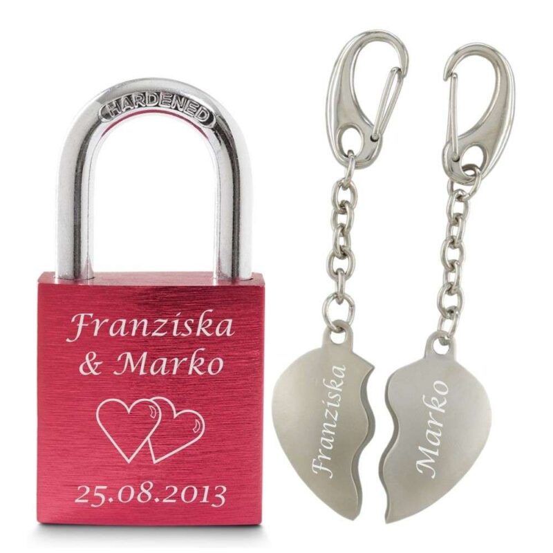 Bild von   partner set liebesschloss rotjpg | 🌟 Gravur nach Wunsch 🪄