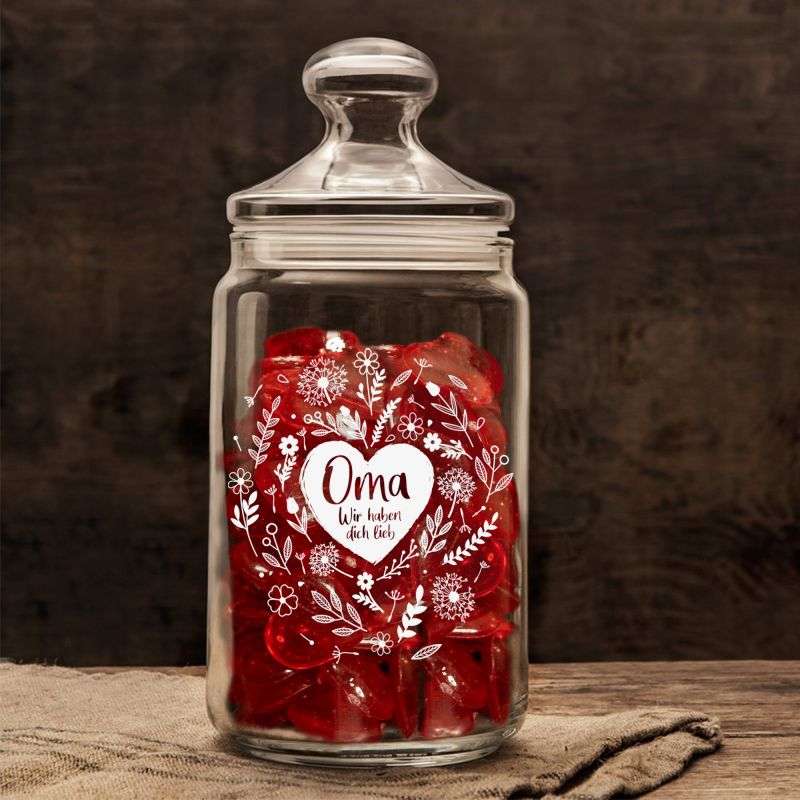 Bild von   bonbonglas mit gravur blumenjpg | 🌟 Gravur nach Wunsch 🪄