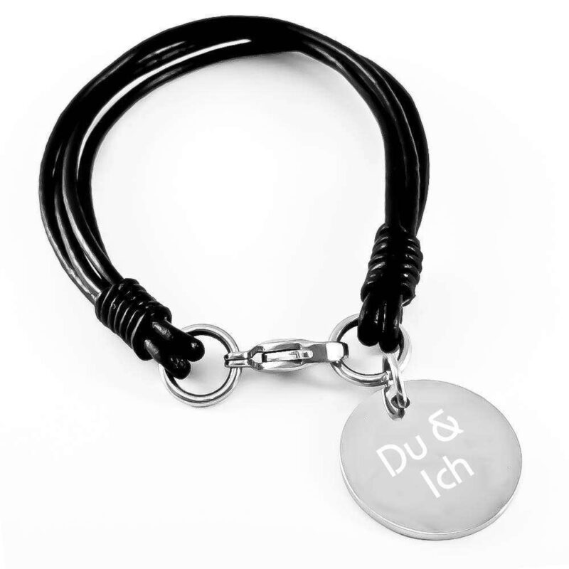 Bild von   lederarmband mit kreisanhaengejpg | 🌟 Gravur nach Wunsch 🪄