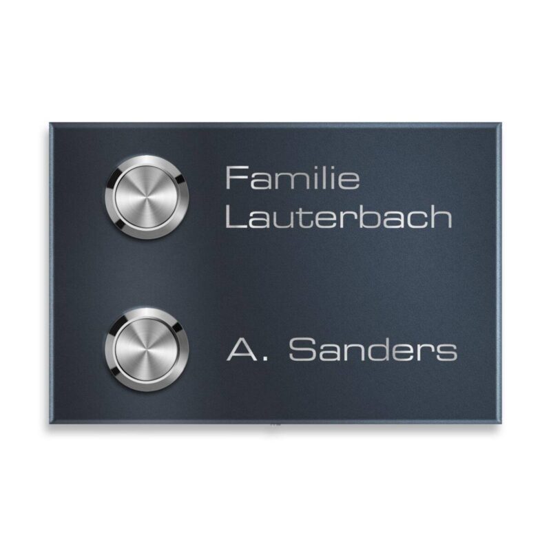 Metzler Funkklingel für Zweifamilienhaus - Gravur optional | RAL 7016 Anthrazitgrau | Vitus M2