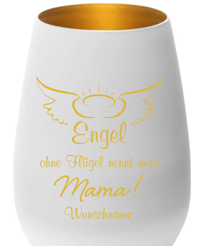 Windlicht mit Gravur Engel ohne Flügel nennt man Mama