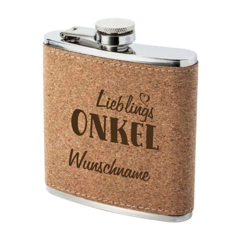 Bild von   flachmann kork mit gravur liebjpg | 🌟 Gravur nach Wunsch 🪄