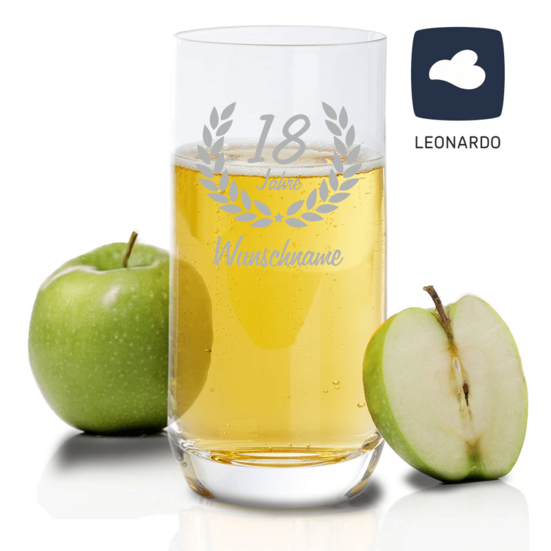Personalisiertes Trinkglas von Leonardo zum 18. Geburtstag
