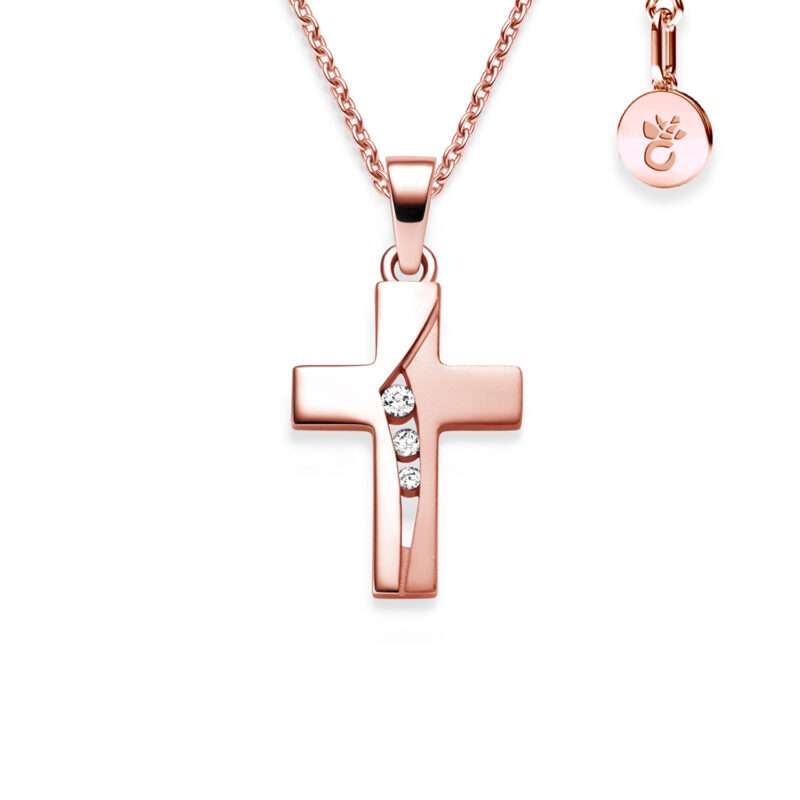 Bild von   kreuz kette rosegold silber jpg | 🌟 Gravur nach Wunsch 🪄