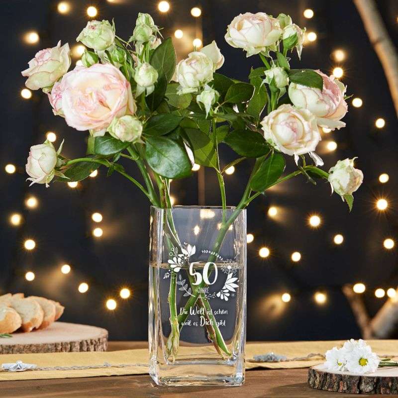 Bild von   eckige blumenvase mit gravurjpg | 🌟 Gravur nach Wunsch 🪄