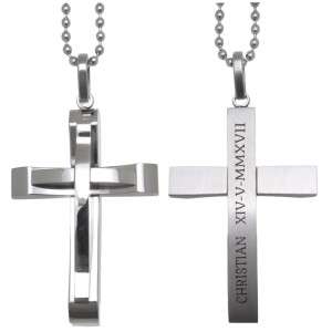 Kettenanhänger Jesus am Kreuz aus Edelstahl mit Wunschgravur