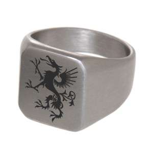 Siegelring Edelstahl 18x19,6 mattiert, rechteckig mit individuellen Gravur